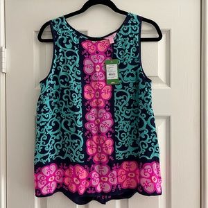 NWT Lilly Pulitzer Iona Shell Bright Navy Fountain Hopping Engineer size medium